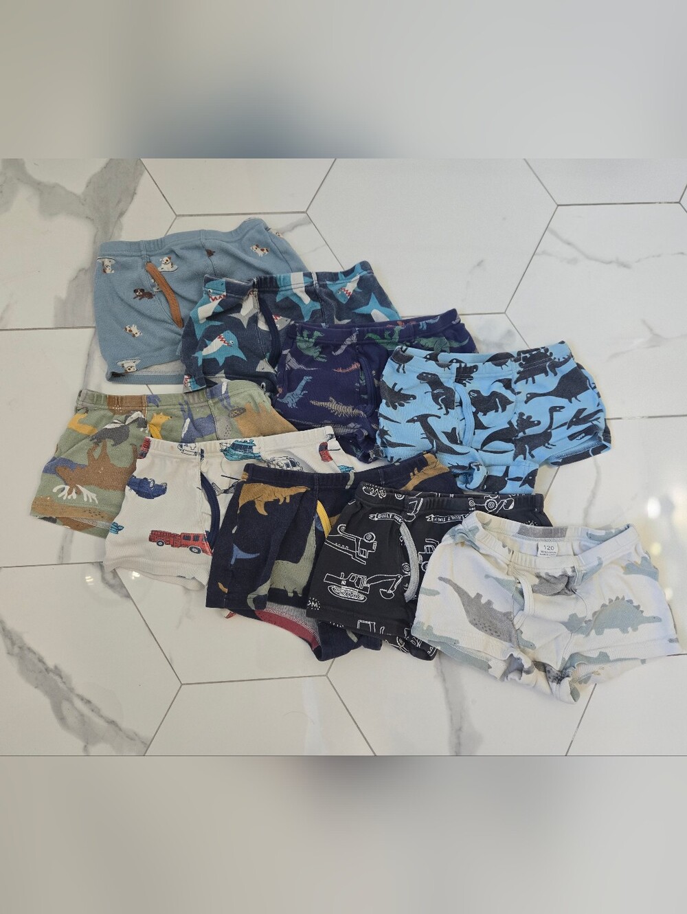 Kids Dinosaur Print Cotton Underwear - Assorted Blue & Neutral